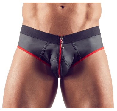 Svenjoyment - Seksowne Jockstrap Otwarte Z Tyłu I Zamkiem Na Penisa Czarno/Czerwone L